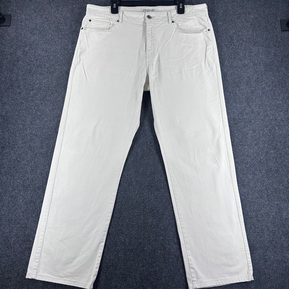 Peter Millar Pants Mens 38 Cream Cotton Blend Five Pocket Straight Leg‎ Casual
